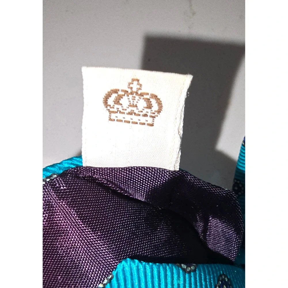 Roberto Capucci Silk Tie Teal Blue Geometric Foulard Hand Printed England USA